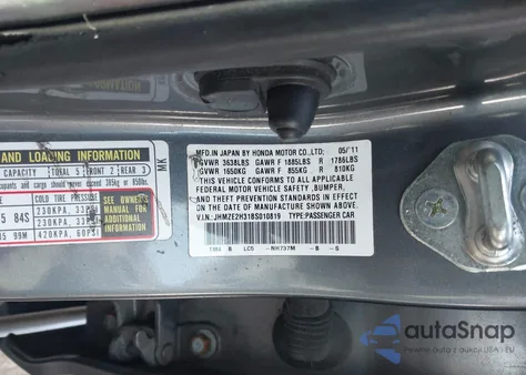 2011 Honda Insight из США, поврежденный, VIN JHMZE2H31BS010819